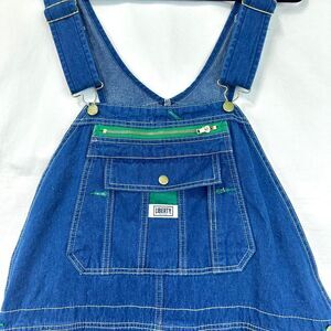 LIBERTY Mens Dark Wash Denim Cargo Carpenter Overalls Bibs 40x30 Workwear Pocket